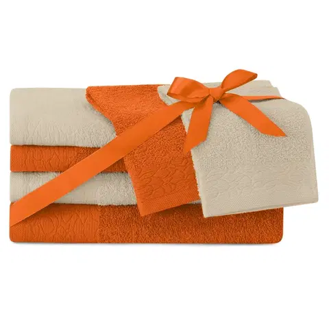 Ručníky AmeliaHome Sada 6 ks ručníků FLOSS klasický styl oranžová