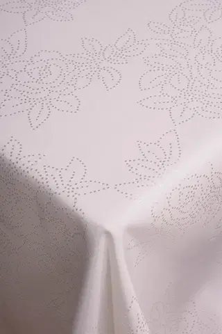 Kuchyňský textil Bílý ubrus LUCES se vzorem květin 140 x 220 cm