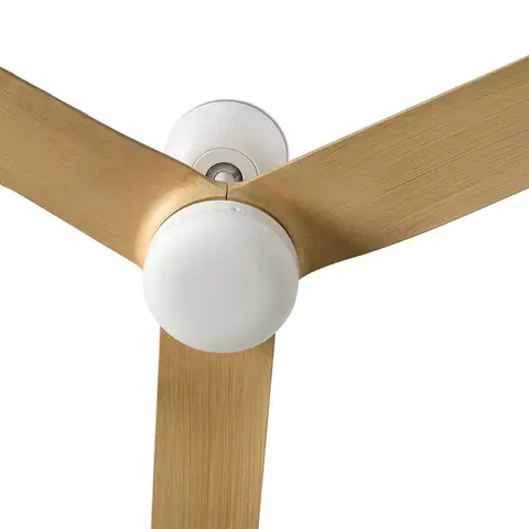 Stropní ventilátory se světlem FARO BARCELONA Stropní ventilátor Punt M DC LED bílá/světlé dřevo