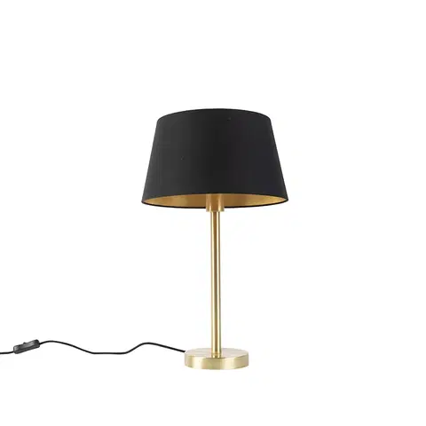 Stolni lampy Klasická stolní lampa mosaz s černým odstínem 32 cm - Simplo