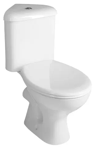 Záchody AQUALINE CLIFTON rohové WC kombi, dvojtlačítko 3/6l, zadní/spodní odpad, bílá FS1PK
