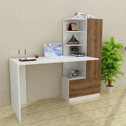 Kancelářské a psací stoly Psací stůl MERINOS bílý ořech
