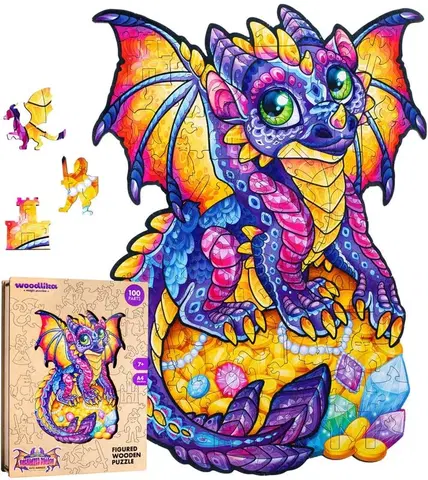 Hračky puzzle PUZZLER - Dřevěné barevné puzzle - Začarovaný drak