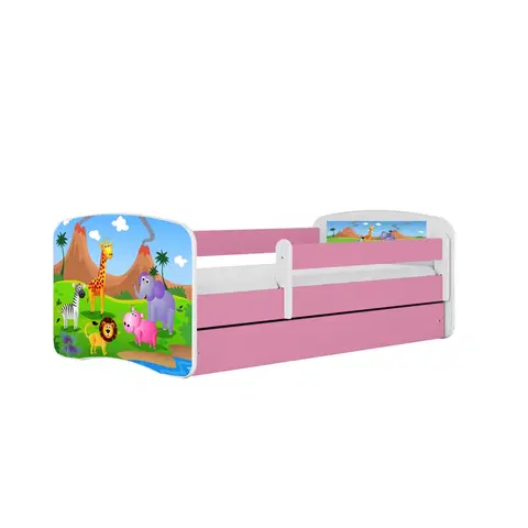 Dětské postýlky Kocot kids Dětská postel Babydreams safari růžová, varianta 80x180, bez šuplíků, s matrací