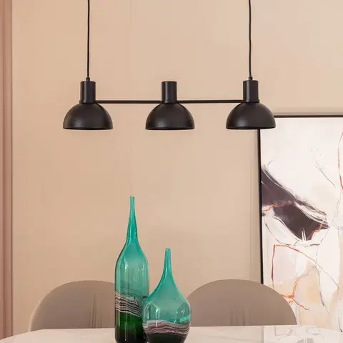 Závěsná světla Lucande Závěsná lampa Lucande Mostrid, černá, třísvítidlová