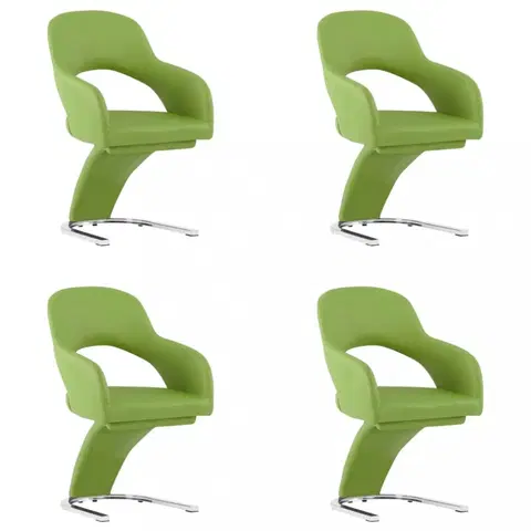 Židle Jídelní židle 4 ks umělá kůže / chrom Dekorhome Zelená