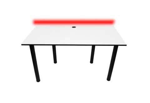 Herní stoly Expedo Počítačový herní stůl CODE BIG B2 s LED, 160x73-76x80, bílá/černé nohy