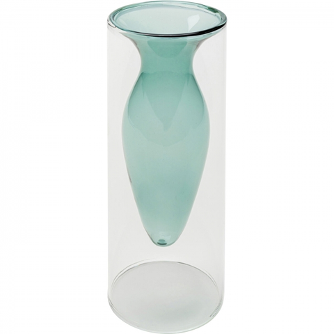Skleněné vázy KARE Design Skleněná váza Amore - modrá, 20cm