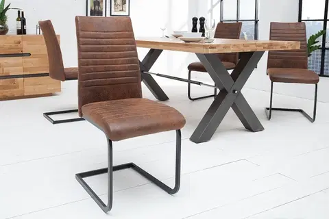 Luxusní jídelní židle Estila Designová industriální jídelní židle Gristol hnědá