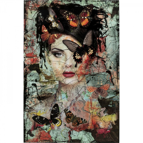 Skleněné obrazy KARE Design Skleněný obraz Lady Butterfly 100x150cm