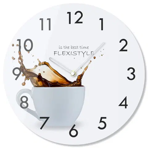 Kuchyňské hodiny Kulaté kuchyňské hodiny s kávou