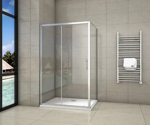 Sprchové vaničky H K Obdélníkový sprchový kout SYMPHONY 140x90 cm s posuvnými dveřmi včetně sprchové vaničky z litého mramoru