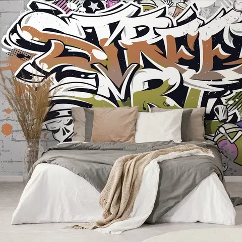 Samolepící tapety Samolepící tapeta oranžový Street Art nápis se spreji