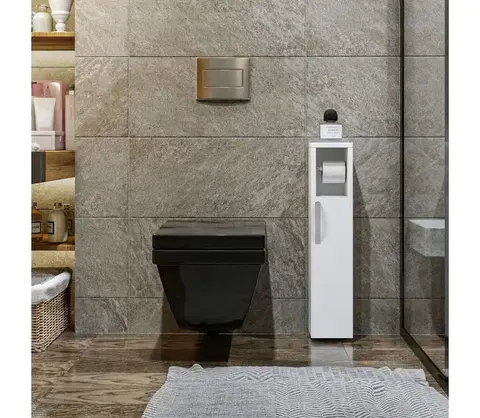 Koupelnové skříňky  Skříňka s držákem toaletního papíru STAR 65x15 cm bílá 