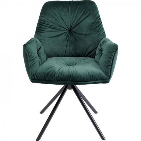 Jídelní židle KARE Design Zelená čalouněná židle s područkami Mila