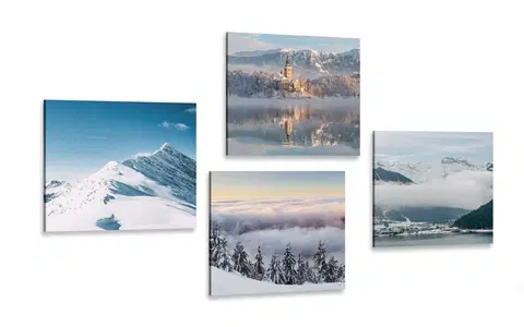 Sestavy obrazů Set obrazů zasněžené hory