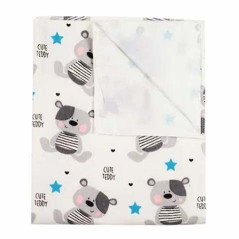 Chrániče na matrace New Baby Nepromokavá flanelová podložka Cute Teddy bílá, 57 x 47 cm