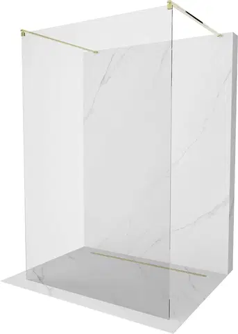 Sprchové zástěny MEXEN/S Kioto Sprchová zástěna WALK-IN volněstojící 140 x 200 cm, transparent 8 mm, zlatá 800-140-002-50-00