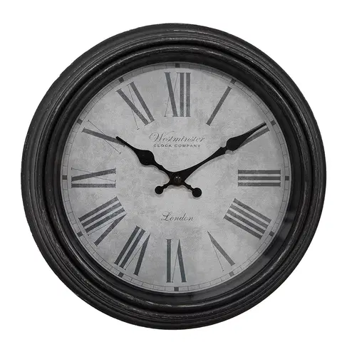 Hodiny Šedočerné nástěné hodiny - Ø 29*5 cm Clayre & Eef 6KL0807
