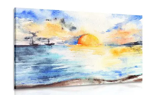 Obrazy přírody a krajiny Obraz zářivý západ slunce u moře