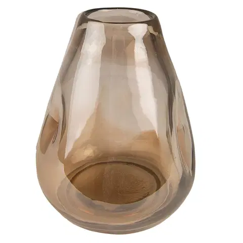 Dekorativní vázy Hnědá ručně foukaná skleněná váza - Ø 13*16 cm Clayre & Eef 6GL4092CH