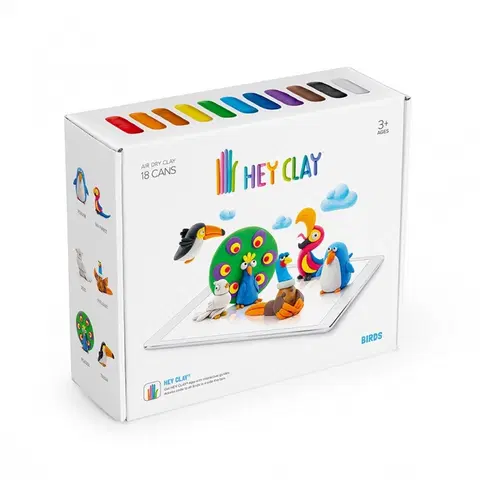 Hračky KIDS LICENSING - HEY CLAY Kreativní modelovací souprava - Ptáci (18 kusů modelovací hmoty)