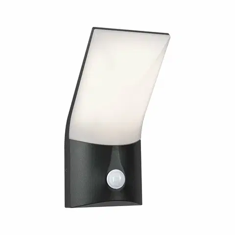 LED venkovní nástěnná svítidla PAULMANN Venkovní nástěnné svítidlo Adya antracit IP44 230V teplá bílá pohybové čidlo 944.02