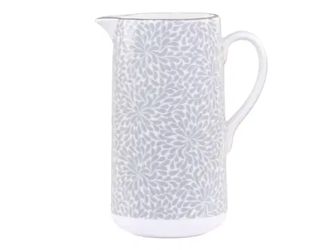 Džbány Šedý porcelánový džbán s ornamenty Arés Grey - 15*9*20cm / 1100ml Chic Antique 61076320