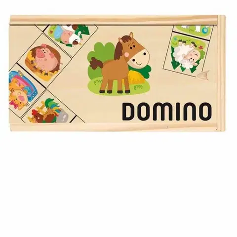 Dřevěné hračky Woody Domino Domácí zvířata, 19 x 10 x 5 cm