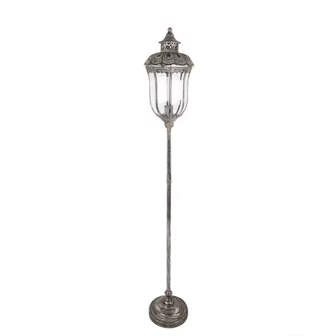 Lampy Stříbrná antik kovová stojací lampa Gildo - Ø 25*154 cm E27/Max 1*60W Clayre & Eef 5LMP663
