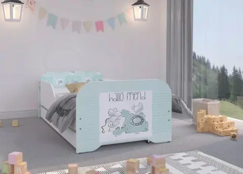 Dětské postele Roztomilá dětská postel s myškami 160 x 80 cm