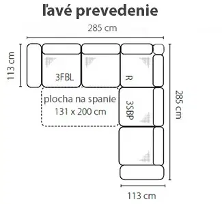 Sedací soupravy Stagra Rohová sedací souprava Melle Provedení: Levé - 3FBL+R+3SBP