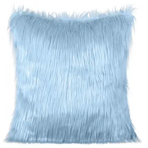 Chlupaté povlaky na polštáře Světle modrý dekorační chlupatý povlak na polštář