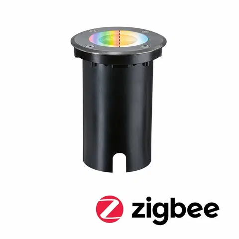 Zapuštěná svítidla do podlahy PAULMANN LED zemní svítidlo Smart Home Zigbee 3.0 Floor IP67 kruhové 110mm RGBW+ 4,9W 230V kov kartáčovaný hliník