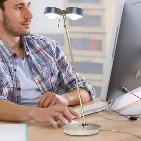 Stolní lampy kancelářské Top Light Stolní lampa LED Puk Table Twin chrom