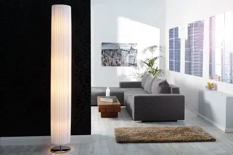 Designové a luxusní stojící lampy Estila Moderní elegantní stojací lampa Salone 200cm bílá