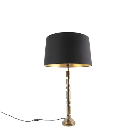 Stolni lampy Stolní lampa ve stylu art deco bronzová s bavlněným odstínem 45 cm černá - Torre
