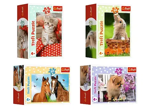 Hračky puzzle TREFL -  Puzzle 54 mini - Kůň, králík, pes a kočka
