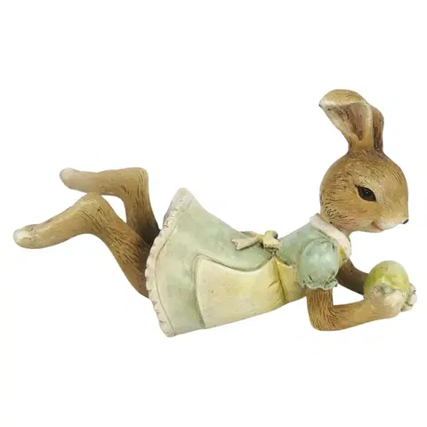 Velikonoční dekorace Dekorace králičí slečny v zelených šatech - 14*5*8 cm Clayre & Eef 6PR3320