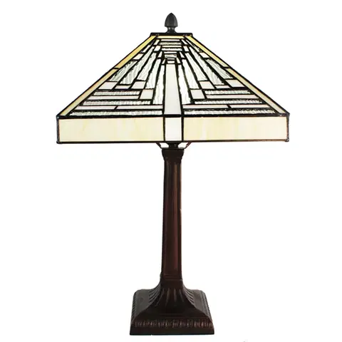 Svítidla Pyramidová stolní lampa Tiffany Ova - 31*31*48 cm E27/max 1*60W Clayre & Eef 5LL-6286