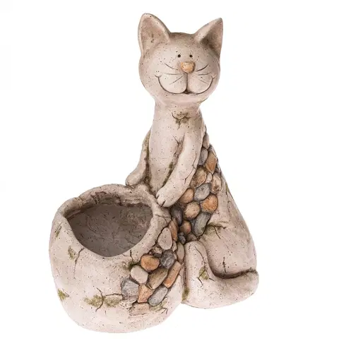 Květináče a truhlíky Keramický obal na květináč Sedící kočka, 21,5 x 43 x 32,5 cm