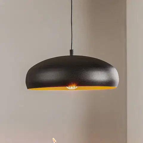 Závěsná světla EGLO Závěsné svítidlo Mogano s kovovým stínidlem, černé