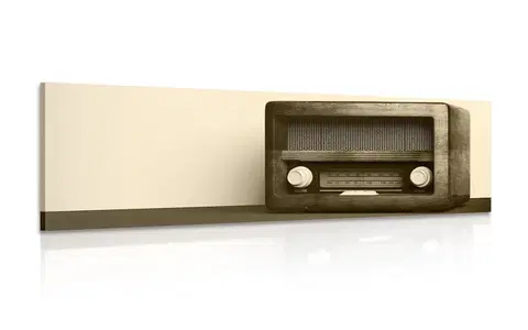 Černobílé obrazy Obraz retro rádio v sépiovém provedení