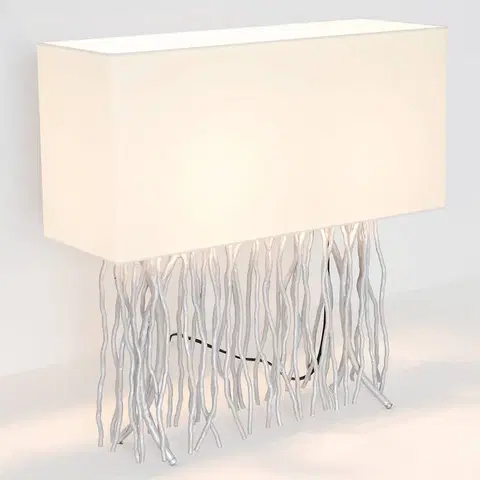 Stolní lampy na noční stolek Holländer Stolní lampa Capri, hranatá, ecru/stříbrná