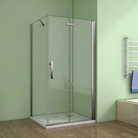 Sprchové vaničky H K Obdélníkový sprchový kout MELODY 90x80 cm se zalamovacími dveřmi včetně sprchové vaničky z litého mramoru