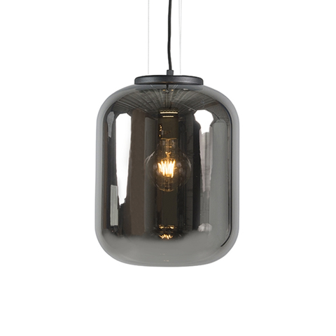 Zavesna svitidla Designová závěsná lampa černá s kouřovým sklem - Bliss