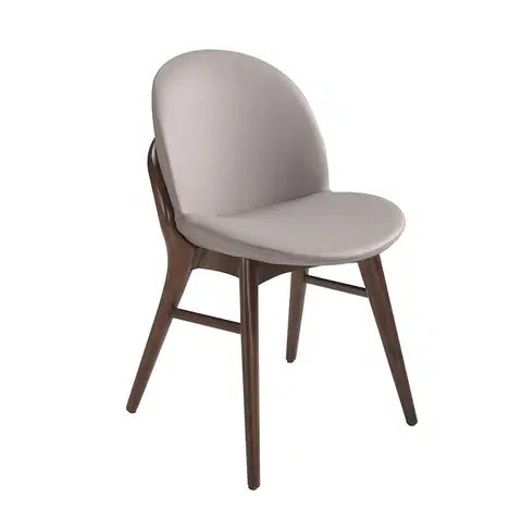 Luxusní jídelní židle Estila Jídelní židle Vita Naturale čalouněná ekokůží v elegantní norkové barvě z masivního dřeva v provedení ořech 79cm