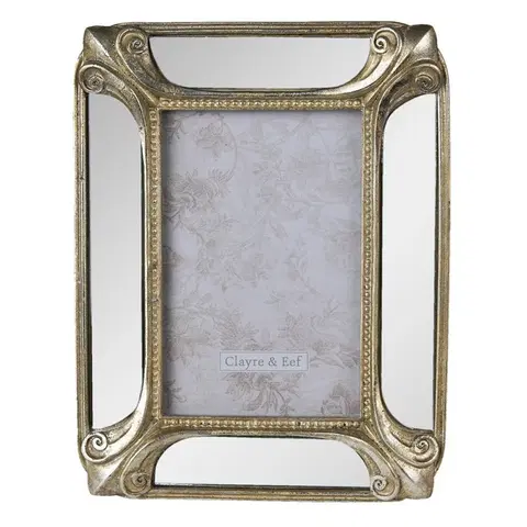 Klasické fotorámečky Zlatý antik fotorámeček se zrcadlem - 20*2*25 cm / 13*18 cm Clayre & Eef 2F0915