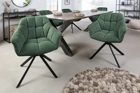 Židle Otočné jídelní křeslo 2 ks KOKALOS Dekorhome Tmavě zelená