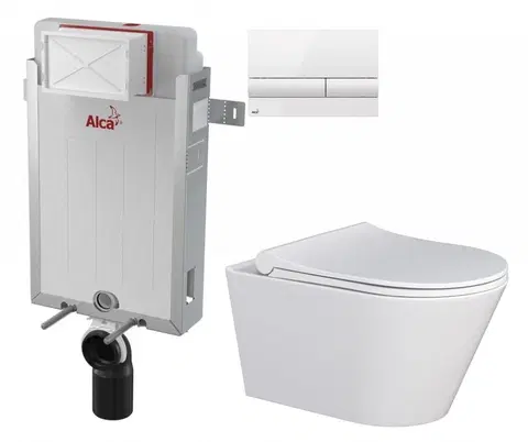 WC sedátka ALCADRAIN Renovmodul předstěnový instalační systém s bílým tlačítkem M1710 + WC MYJOYS MY1 + SEDÁTKO AM115/1000 M1710 MY1